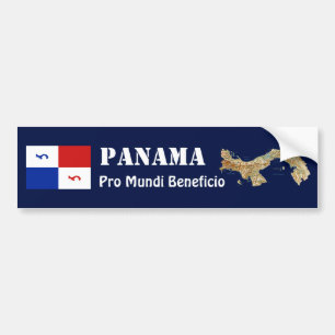 Panama Banner + Map Bumper Sticker