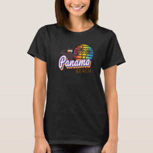 Panama Beach Fl Groovy Summer Panama Beach Cat Mus T-Shirt