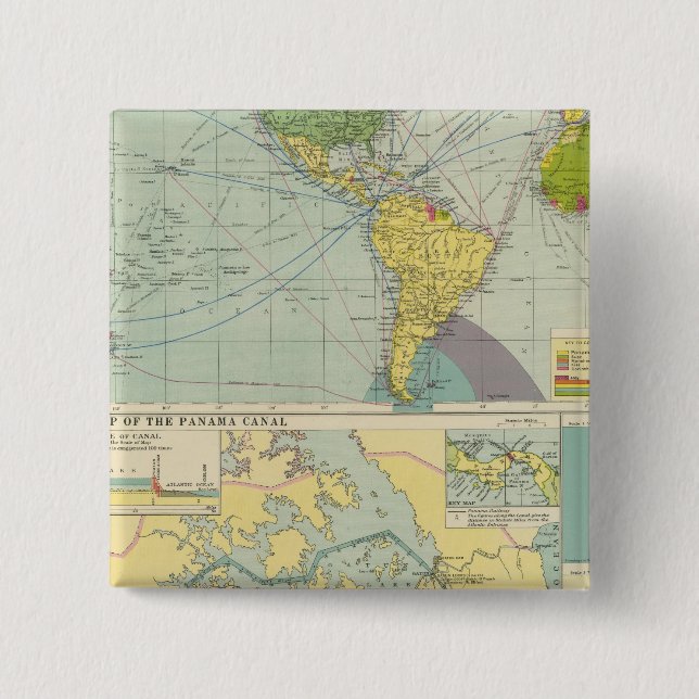 Panama Canal 2 Inch Square Button (Front)