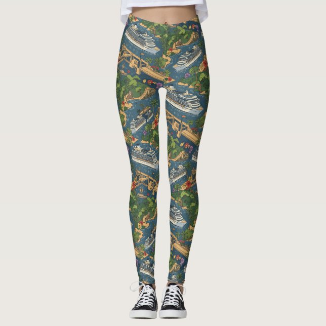 Panama Canal Cruise Tropical Passage Design Leggings (Front)