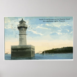 Panama Canal Showing Range Lights, Panama, Vintage Poster