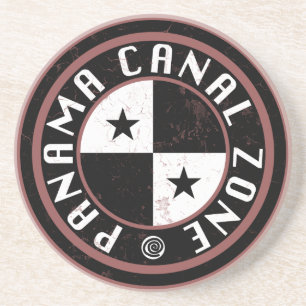 Panama Canal Zone Circle Design Coaster