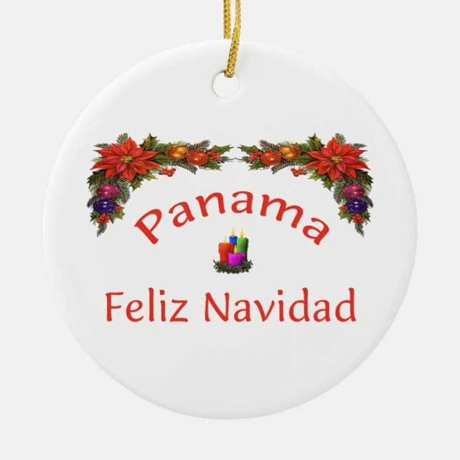 Panama Christmas 1 Ceramic Ornament (Front)