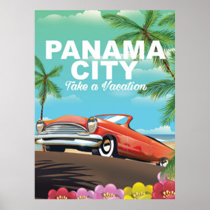 panama city affiche de voyage vintage