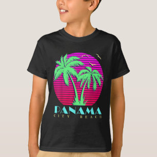 Panama City Beach 80s Palm Trees Summer Sunset Sun T-Shirt