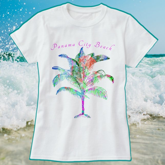 Panama City Beach Florida Colourful Bright Palm T- T-Shirt