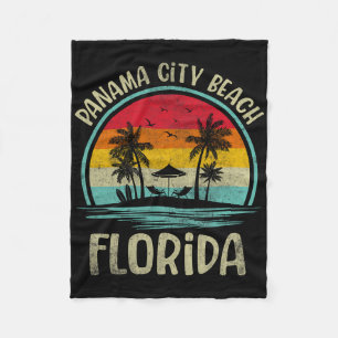 Panama City Beach Florida Palm Tree Family Summer  Fleece Blanket