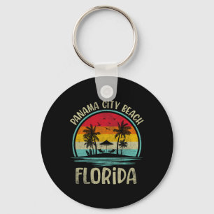 Panama City Beach Florida Palm Tree Family Summer  Keychain