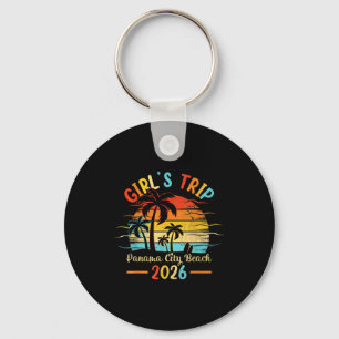 Panama city beach florida palm tree sunset girls keychain