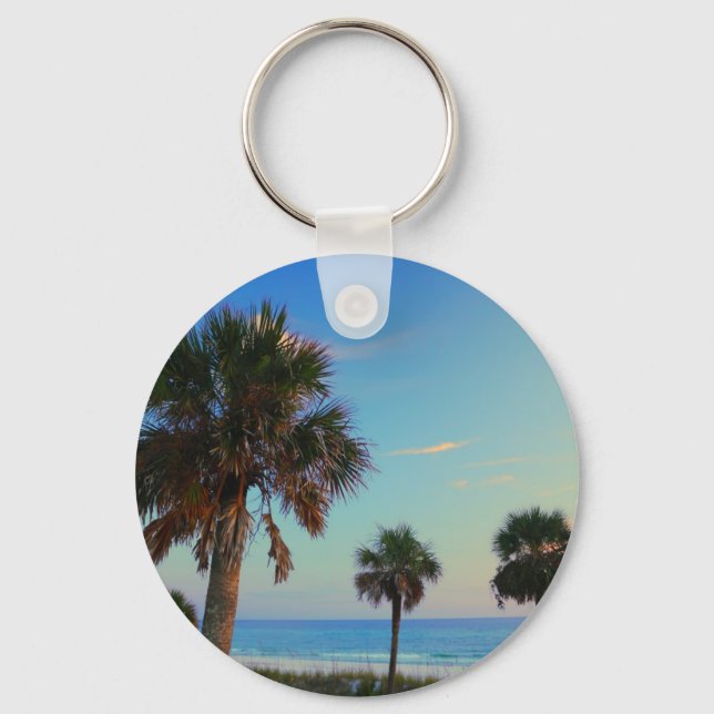 Panama City Beach, Florida palm trees Keychain (Front)
