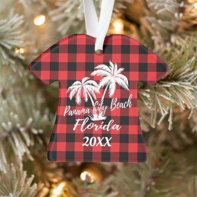 Panama City Beach Florida Palm Trees Personalized Ornament (Tree)