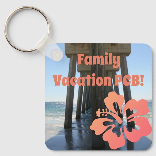 Panama City Beach Florida Vacation, CUSTOMIZE IT! Keychain (Front)