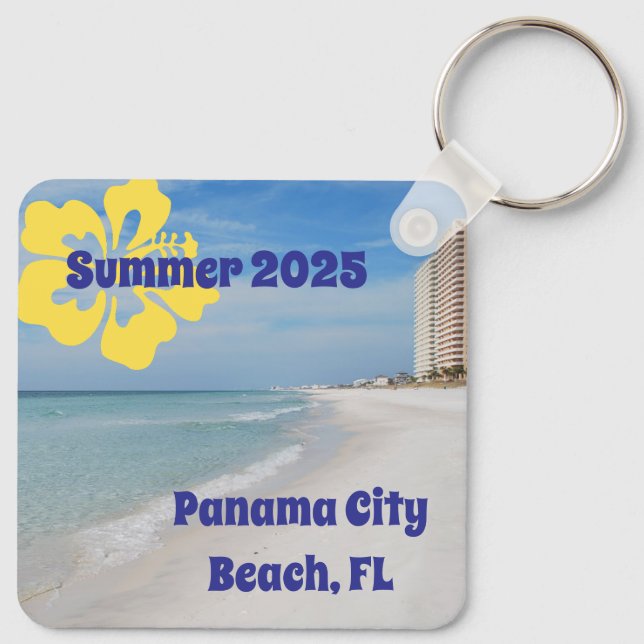Panama City Beach Florida Vacation, CUSTOMIZE IT! Keychain (Back)