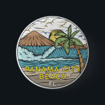 Panama City Beach Florida Vintage 2 Inch Round Button<br><div class="desc">Panama City Beach hand drawn illustration with mountains and ocean waves in the background. Perfect for anyone who loves to visit Panama City Beach.</div>