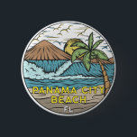 Panama City Beach Florida Vintage 2 Inch Round Button<br><div class="desc">Panama City Beach hand drawn illustration with mountains and ocean waves in the background. Perfect for anyone who loves to visit Panama City Beach.</div>