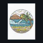 Panama City Beach Florida Vintage Postcard<br><div class="desc">Panama City Beach hand drawn illustration with mountains and ocean waves in the background. Perfect for anyone who loves to visit Panama City Beach.</div>