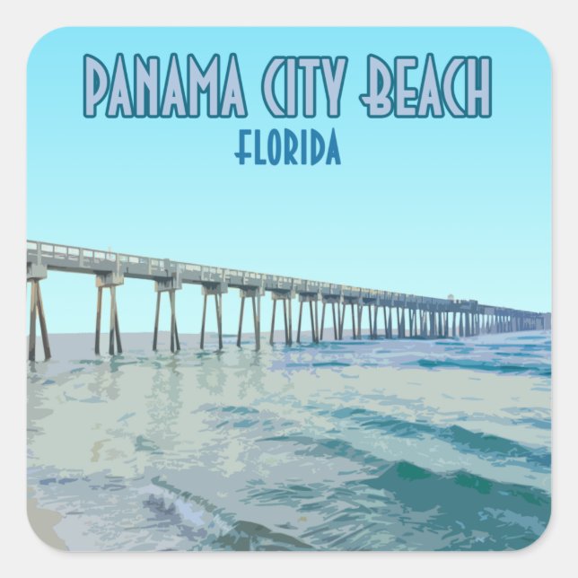 Panama City Beach Florida Vintage Square Sticker (Front)
