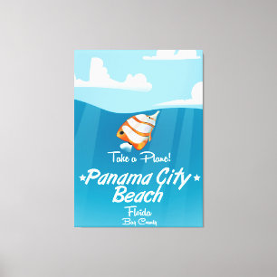 Panama City Beach Florida vintage travel poster. Canvas Print