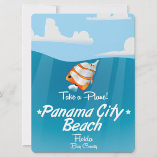 Panama City Beach Florida vintage travel poster. Invitation