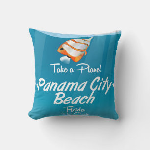 Panama City Beach Florida vintage travel poster. Throw Pillow