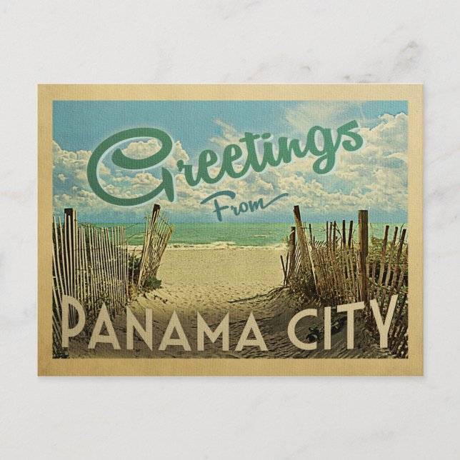Panama City Beach Vintage Travel Postcard (Front)