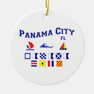Panama City, FL - Maritime Spelling Ceramic Ornament