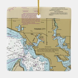 Panama City FL Nautical Chart Ceramic Ornament