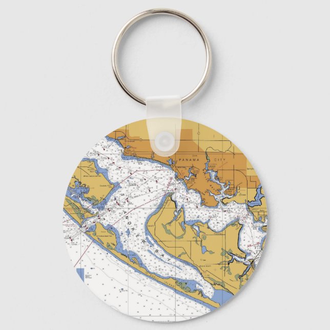 Panama City Florida Nautical Harbour Chart Keychai Keychain (Front)