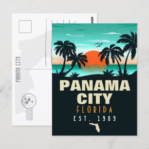 Panama City Florida Retro Sunset Souvenirs 60s Postcard