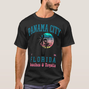 Panama City Florida Sunset Tequila Beach Palm Tree T-Shirt