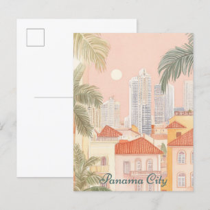 Panama City Gouache Paint Illustration Travel Postcard