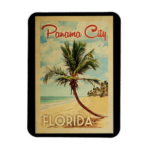 Panama City Palm Tree Vintage Travel Magnet