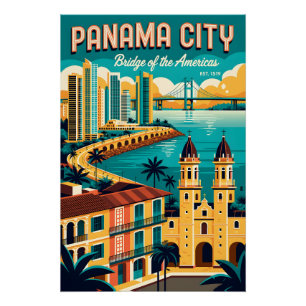Panama City Retro Travel Poster Art