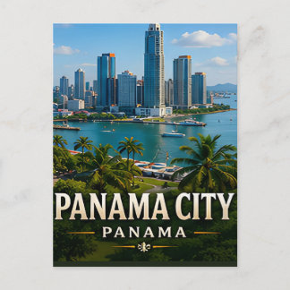 Panama City Skyline and Canal Wonder Postcard