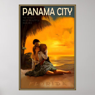 Panama City Sunset Bay County Florida Beach Travel Poster