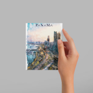 Panama City Watercolor Skyline  Postcard