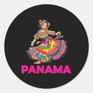 Panama Dancing Culture Woman Colourful Traditional Classic Round Sticker