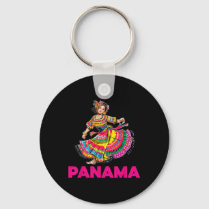 Panama Dancing Culture Woman Colourful Traditional Keychain
