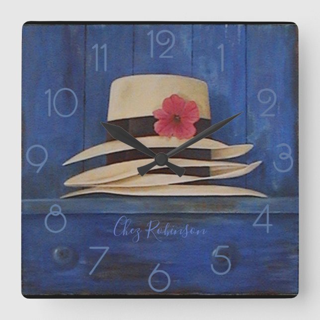 Panama Hats Personalised Square Wall Clock (Front)