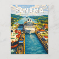 Panama Illustration Travel Art Vintage