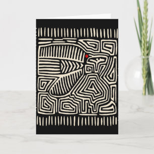 Panama Kuna Indian Mola Pajaro - Black White Card