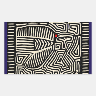 Panama Kuna Indian Mola Pajaro - Black White Sticker