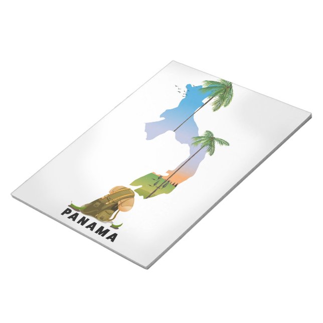 Panama map Illustrated travel poster print. Notepad (Angled)
