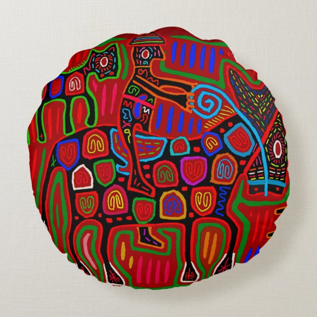 Panama Mola - Save a Horse Ride a Cowboy Round Pillow (Back)