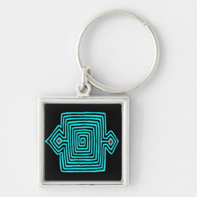 Panama Mola Tortoise - Blue Black Keychain (Front)