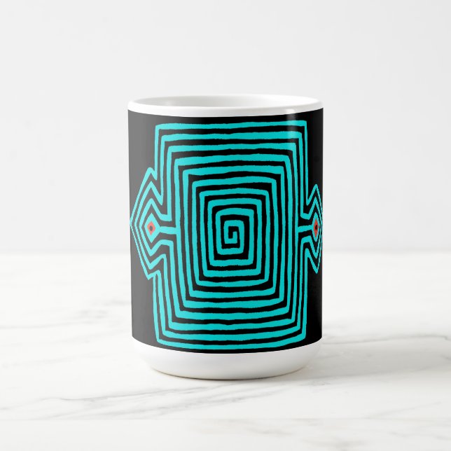 Panama Mola Tortoise - Blue Black Magic Mug (Center)