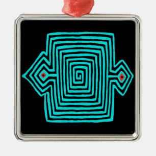 Panama Mola Tortoise - Blue Black Metal Ornament