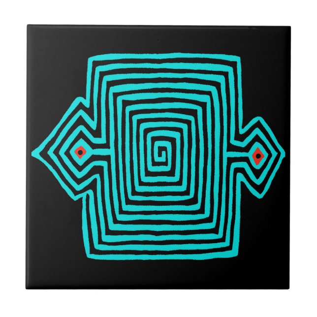 Panama Mola Tortoise - Blue Black Tile (Front)