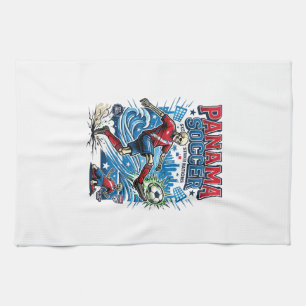 Panama Soccer Skeleton Striker Nations Poster Styl Kitchen Towel