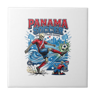 Panama Soccer Skeleton Striker Nations Poster Styl Tile